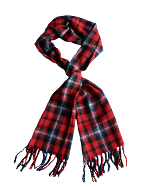 Unisex pure wool muffler check design red and black
